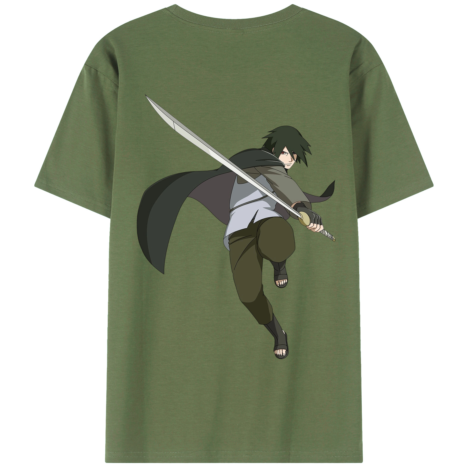 （画像用） NARUTO -ナルト- うちは サスケ Uchiha Sasuke 綿100％ メンズ半袖Tシャツ（バックプリント） 通気性